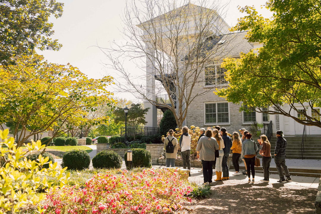 Students walk through Trevecca's fall campus.