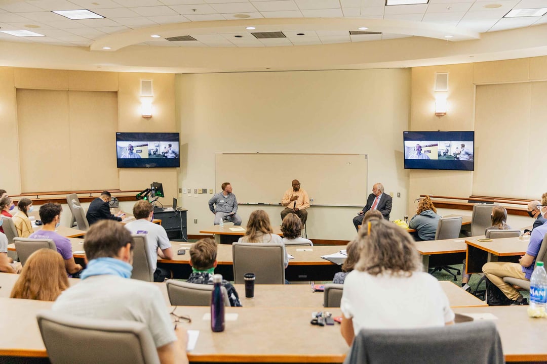 Students learn in a classroom on Trevecca's campus.