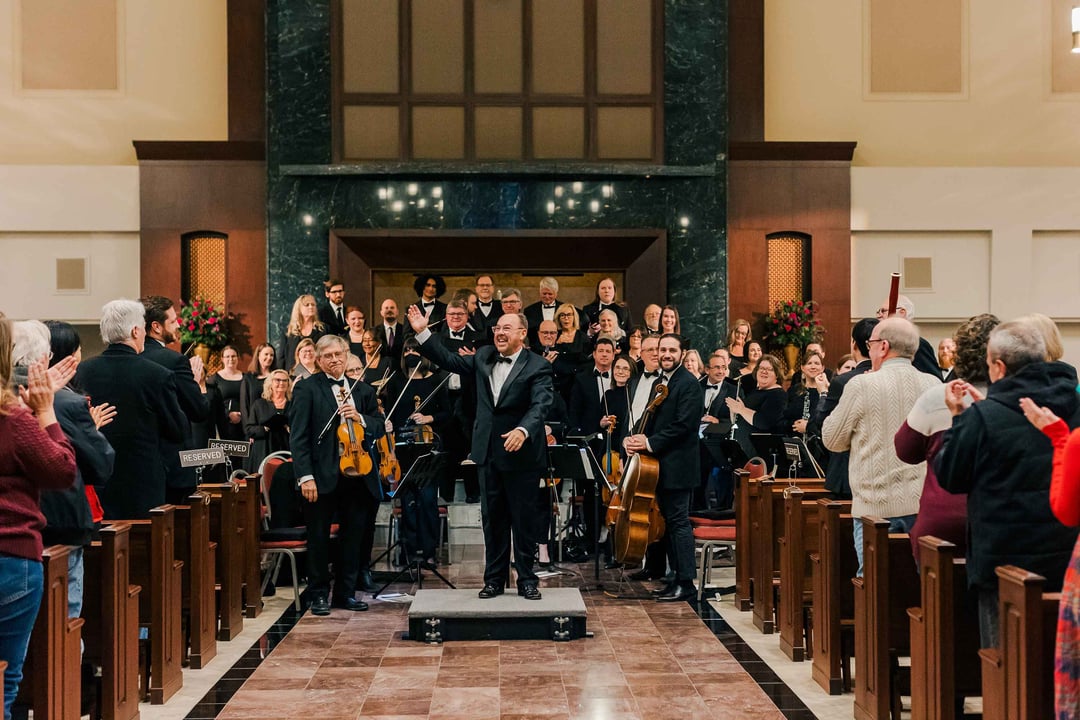 Trevecca faculty perform on stage in a Christmas concert.